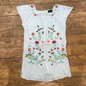 Girls Mini Boden Pale Blue Floral Tunic, 7-8Y